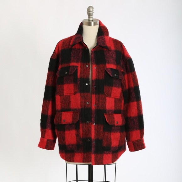 NWOT Banana Republic buffalo plaid wool coat S - Picture 1 of 7